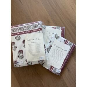 New Garnet Hill Cleo Relaxed Organic Sateen King Sheet Set and 2 Shams Garnet